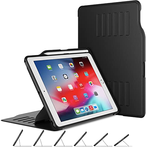 JETech Funda Compatible con iPad 9,7 Pulgadas 2018 2017 (6.a 5.a Generación) con Soporte para Pencil, Soporte Magnético Protector de Múltiples Ángulos, Antigolpes (Negro)