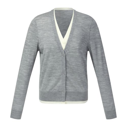 Image of GOELIA Pure Cashmere Wool Cardigans Womens Sweaters Trendy Long Sleeve Button Down Cozy Loose Fit Knit Going Out Tops