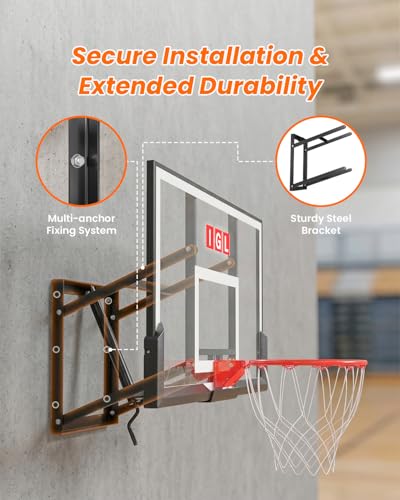 Image of IGL In ground Basketball Hoops Outdoor, 10ft Height Adjustable Basketball Goal In ground with Shatterproof Backboard and Pro-Style Rim