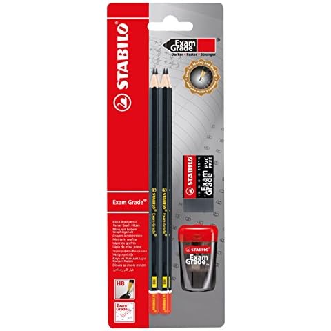 STABILO Exam Grade HB Pencils with Eraser and Sharpener Cover