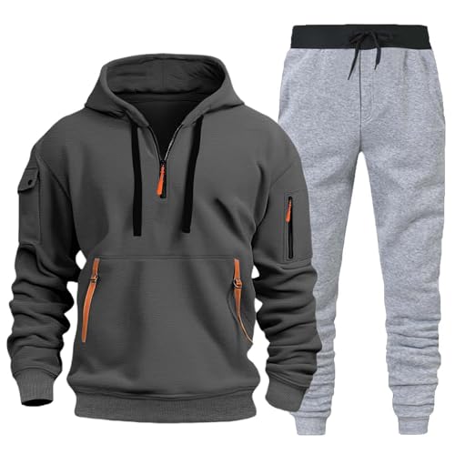 Survêtement homme sportif deux pièces sweat zippé capuche et pantalon jogging coupe athlétique