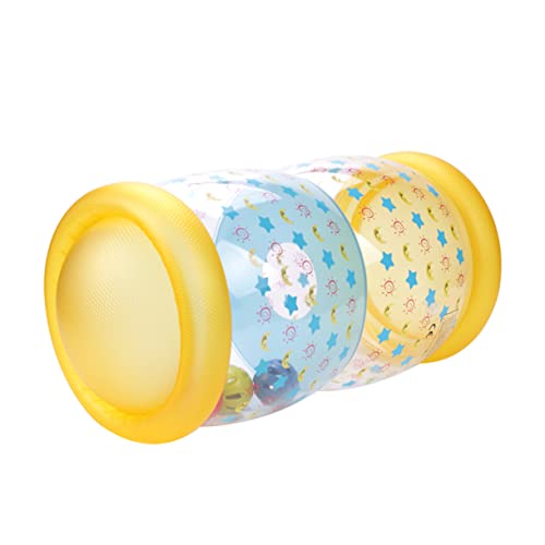 Gogogmee Inflatable Rolling Infant Toy Toddler Auto Demo Toy Yellow Plastic Crawling Roller for Baby's Hearing and Touch Exercise