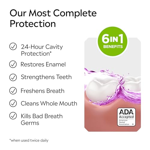 listerine total care anticavity fluoride mouthwash 6 benefits in 1 oral rinse helps kill 99 of bad breath germs prevents cavities strengthens teeth ada-accepted fresh mint 1 l