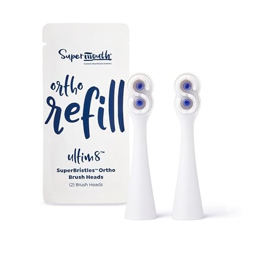 SuperMouth® SuperBristles® Ortho Replacement Brush Heads for Ultim8 SmartBrush – Ultra-Soft Bristles Clean 60X Better Around Braces, Advanced Sonic Cleaning, Dual Modes, 3 Color Options