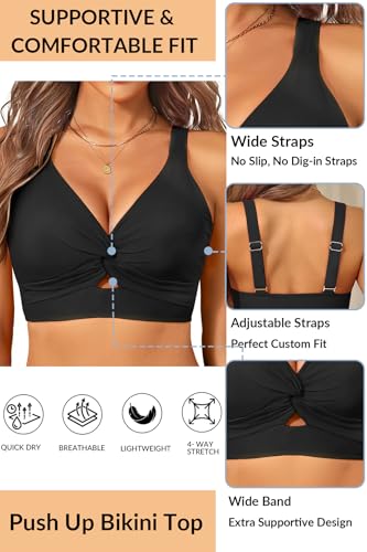 Image of Women's Bikini Top - Supportive Swimsuit for Large Bust - 2025 Cut Out Twist Swim Top