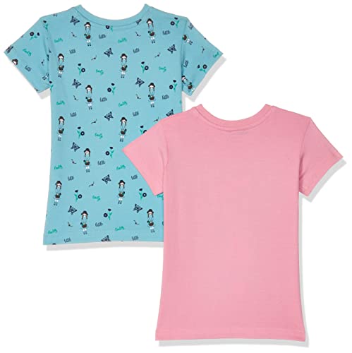 Image of Amazon Brand - Jam & Honey Regular Fit Girls 100% Cotton Printed Half Sleeves T-Shirt | Age 2-12 Years (Pack of 2)
