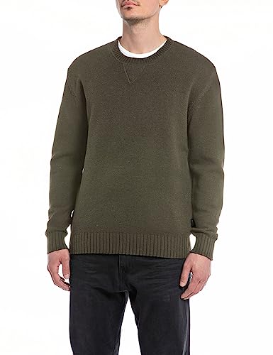 Pull Replay Uk2517 homme anti-bouloches en polyester recyclé durable