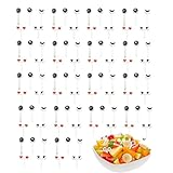 90 Stück Augen Fruchtspieße - Lustige Zuckeraugen & Brotausstecher für Kinder, BPA-frei | Wiederverwendbare Plastikgabeln für Bento Box Zubehör & Essen Deko