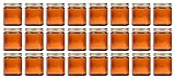North Mountain Supply 4 Ounce Amber Glass Straight Sided Mason Canning Jars - with 58mm Gold Metal Lids - Case of 24