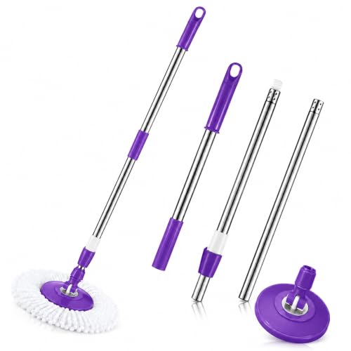 Rtteri Spin Mop Replacement Handle, 360 Rotating Telescopic Pole, Purple