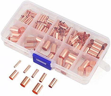 Pipe Fitting 230Pcs Cold Pressed Copper Connecting Pipe Wire Joint Copper Tube Direct Connection Pressure Pipe 1.5/2.5/3/4/5/6/7/8mm - (Type: 230Pcs)