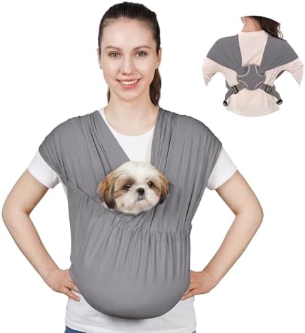 Supet Dog Sling Carrier for Small Pets, Hands Free Cat Sling, Red...