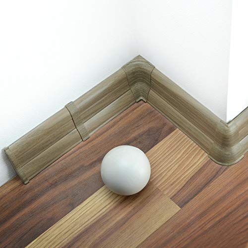 DQ-PP Außenecke 62mm PVC Eiche grau Laminatleisten Fussleisten aus Kunststoff PVC Dekore