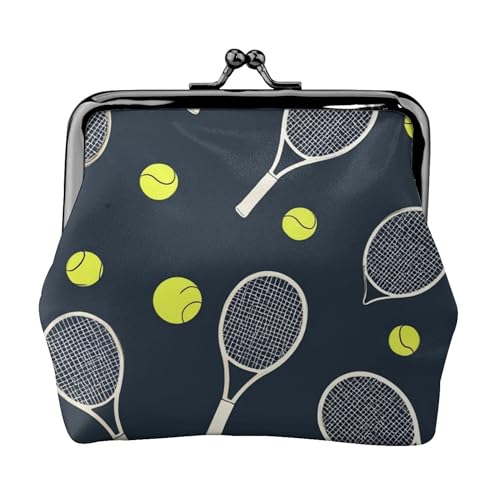 Lady Vintage Mini Coin Purse Wallet Clutch Bag (Funny Colourful Tennis Racquets And Tennis Balls (2))