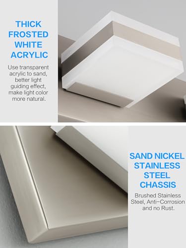 Image of SOLFART Bathroom Light Fixtures, 5 Color Temperature Modern Vanity Lights, Brushed Nickel 6 Lights LED Lighting Light Color Adjustable 5CCT