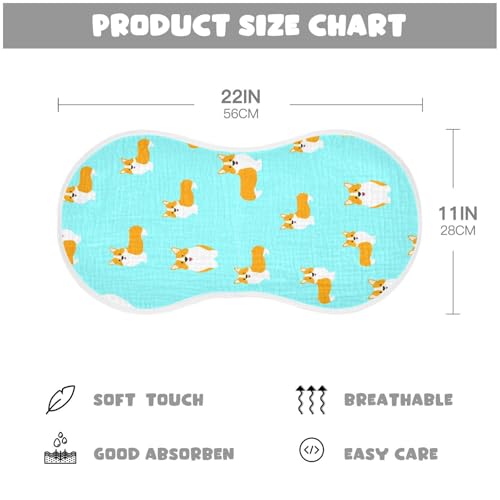 4 Pack Baby Burp Cloths, Soft Absorbent Burping Cloths for Babies, Cotton Milk Spit Up Rags, Large Size for Newborns, Baby Boys and Girls (Corgi Pattern)4