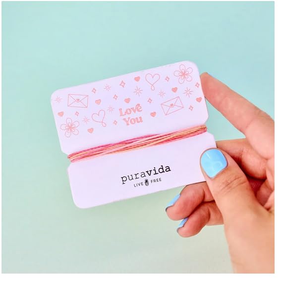 Pura Vida Bracelets Gift Love You Card Bracelet Stack for Women, Pink4