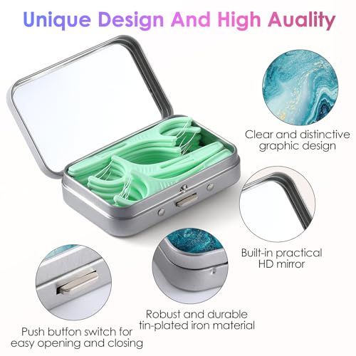 Image of Gerkia Dental Floss Portable Case, Easy to Store Floss Picks of Various Sizes, Portable Dental Floss Dispenser is Perfect for Travelling, Hotels, Dinners, Appointments.Blue Ocean