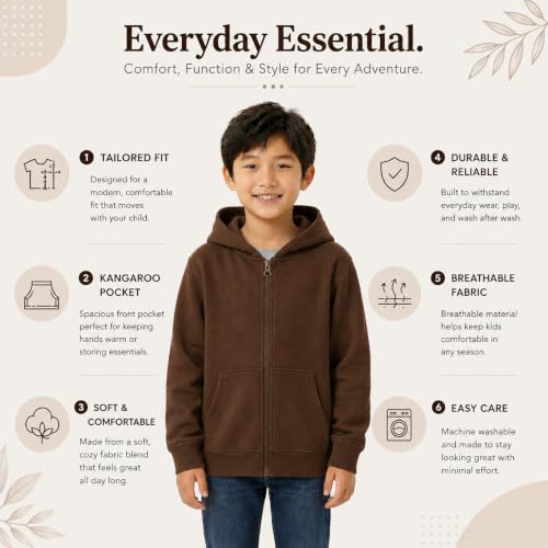 Image of HOODLIFE Kids Zip-Up Hoodie Sweatshirt for Boy Soft Cotton Blend Hooded Jacket with Pockets, Comfortable Everyday Wear for Kids