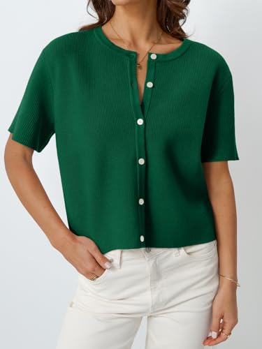 Image of LILLUSORY Short Sleeve Cardigan Sweaters for Women | Cropped Button Up, Summer 2026 Outfits, Y2K Fashion, Lightweight Knit, Versatile layering for work, casual & going out