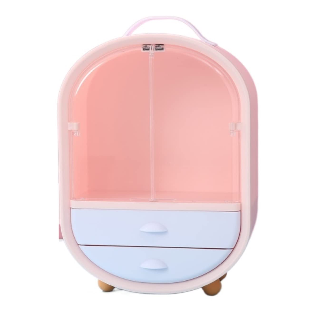 Organizer Trucchi Portatrucchi Scatola Portaoggetti Cosmetica in Plastica Multifunzione Portaoggetti Portatile per Cosmetici Espositore per Trucchi Porta Trucchi Organizer Bagno(Pink)