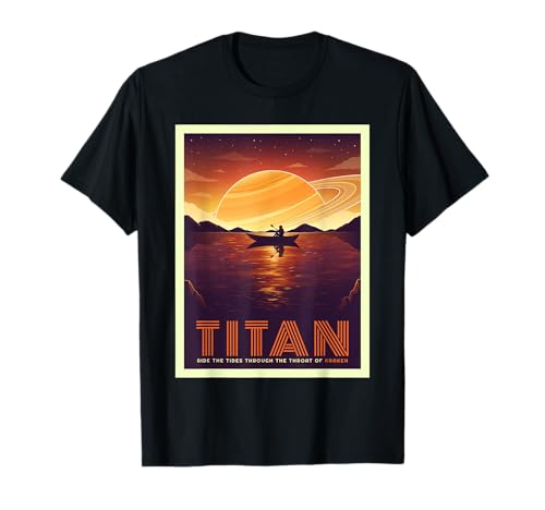 Retro Space Tourism Titan Kayak Saturn Kayaking T-Shirt