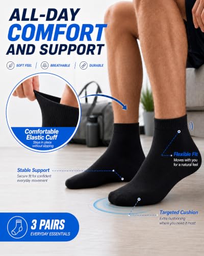 Image of Merino Wool Ankle Socks, Men's Women's 90% Wool Athletic Thin Running Moisture Wicking Socks, 3 Pairs