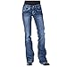 Produktbild Kaister Damen Gerade Hosen Mittlere Taille Jeans Bestickte Stretch Baumwoll Jeans