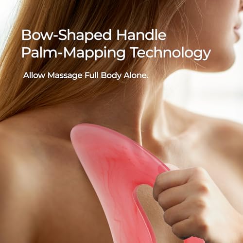 Image of Scienlodic Gua Sha Massage Tool with Handle (Resin) Larger Guasha Scraping Tool for Back Neck Face Leg Massage, Lymphatic Drainage, Cellulite Remove - Large
