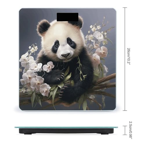 Báscula digital de baño con diseño Panda y flores miniatura 2