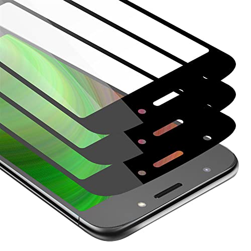 Cadorabo 3x Vidrio templado cobertura completa compatible con Motorola MOTO E5 en TRANSPARENTE con NEGRO - Paquete de 3 Vidrio protector de pantalla en dureza 9H con compatibilidad touch 3D