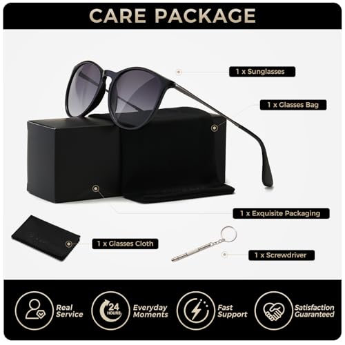 Image of SUNGAIT Premium Vintage Round Sunglasses for Women Men Classic Retro Style