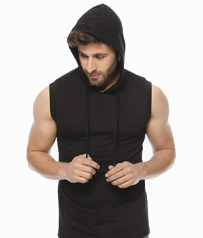 Men Sleeveless Cotton Hoodie for Light Winters