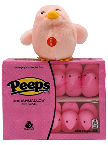 Marshmallow Peeps – Classic Easter Chick Marshmallow Candy w/Plushy Peep Squeeze Toy – 10 Pack (3oz each) (Pink) - Thumbnail 2