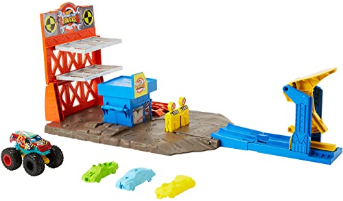 Hot Wheels HFB12 - Monster Trucks-Explosive Garage Spielset, HW Demo Derby...