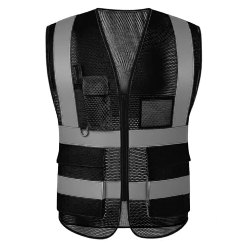 Image of High Visibility Safety Vest with Reflective Strips & Pockets