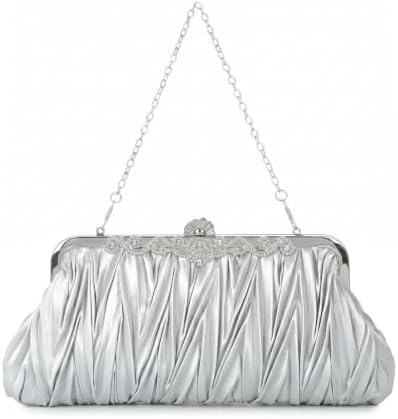 Bolso de mano de satén plisado para mujer, elegante bolso de noch...