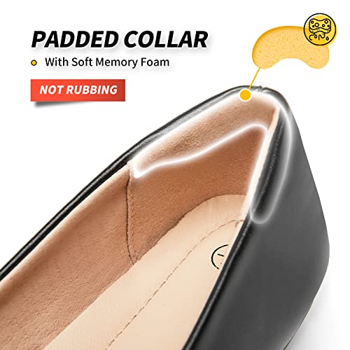 BABUDOG Women's Black Flats Shoes,White Dress Shoes for Women,Crimping Faux Suede Ballet Flats Comfortable3