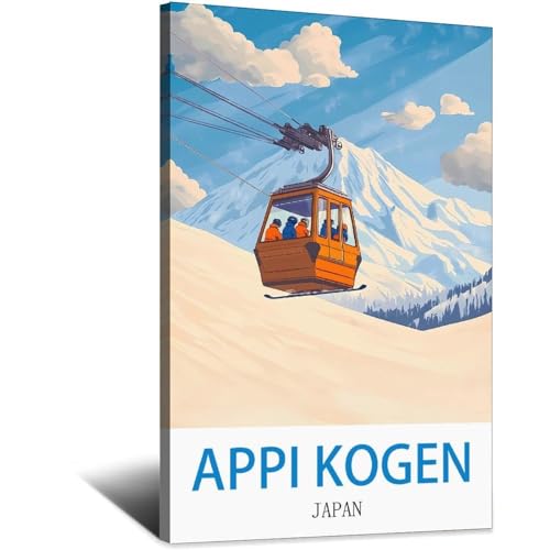 Affiche Appi Kogen Japon LNBIAND | Poster de voyage vintage 50x75 cm pour salon