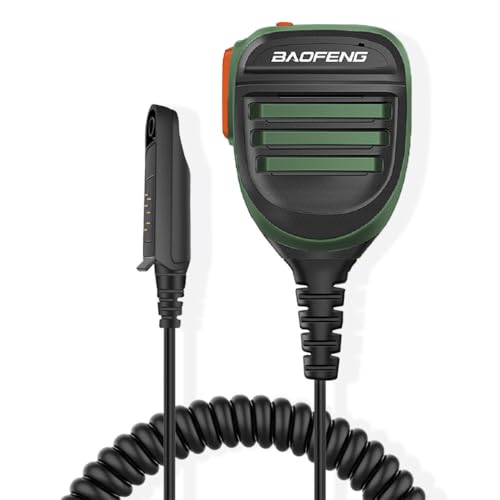 BAOFENG UV-9R Plus Ham Radio Dual PTT Mic SQ27K IP57 Waterproof Remote Shoulder Mic Handheld for GMRS Two Way Radio UV-9R PRO GMRS-9R UV-9G UV-XR (Olive Green-Dual PTT)