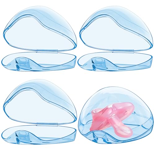 Image of Smlpuame Pacifier Case,4 Pack BPA Free Pacifier Holder Case,Transparent Container Box for Baby Binky（Not Included),Essential Pacifier Accessories,Alway Keep Paci Clean,Easy to Clean（Blue）