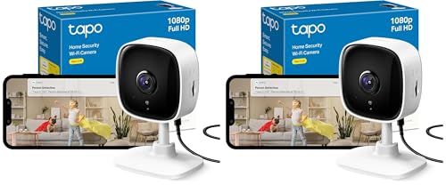 Tapo TP-Link C100 WLAN IP Kamera Überwachungskamera Innen (1080p-Auflösung, 2-Wege-Audio, Nachtsicht zu 9m, bis zu 128 GB lokaler Speicher auf SD Karte, kompatibel mit Amazon Alexa) Weiß