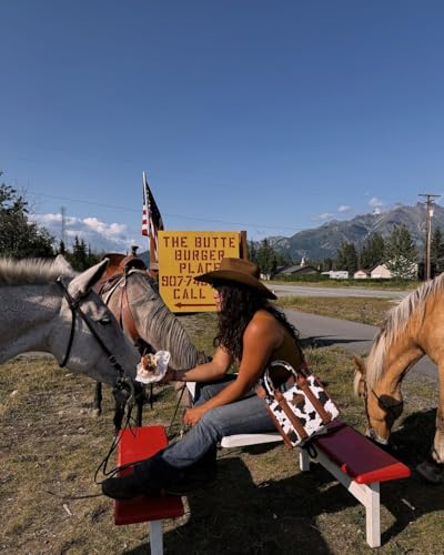 Wrangler Cow Print Tote Bag for Women Western Purse Boho Top Handle Satchel Handbag with Signature Strap2