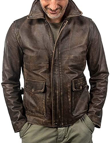 Vintage Brown Raiders of The Lost Ark distressed Leather Jacket,Harrison Ford American Bomber Leather Coat2