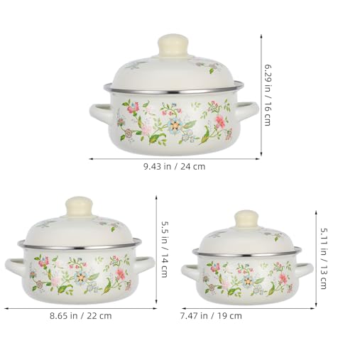 Casseroles Émaillées Beige avec Double Poignée Intégrée Style Rétro Unique - 7