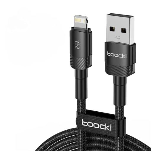 Cabo Toocki Lightning para USB A - Carregamento Ultra Rápido 12W, 2.4A - Ideal para iPhone (Preto, 1 Metro)