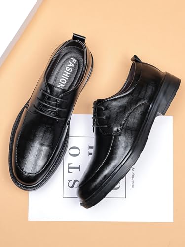 Mens Classic Formal Oxford Lace-up Leather Shoe for Men Business Round Toe Dress Shoes Black3