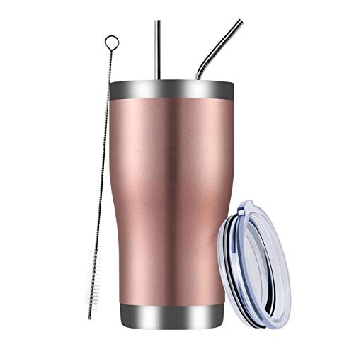 MEWAY 20oz Stainless Steel TumblerVacuum Insulated Coffee Cup Tumblers with LidDouble Wall Powder Coated Travel Mug Gift for Women ManThermal Cups Keep Drinks Cold HotRose Gold1