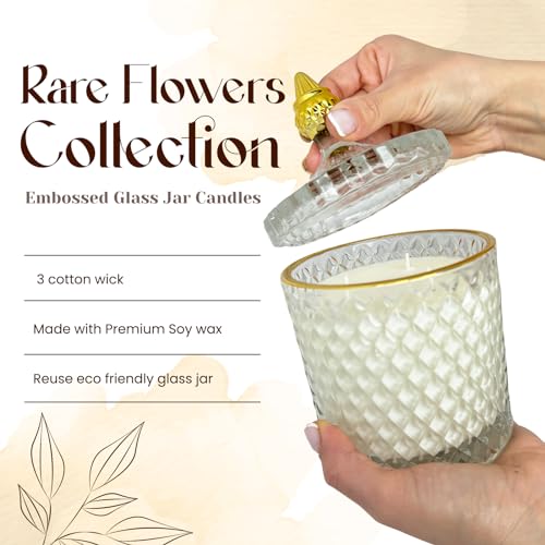 VIONAMI Luxury Scented Candle Gift – Queen of The Night Rare Flower Fragrance in Elegant Glass Jar, Decorative Soy Candles Gifts for Women, Long-Lasting 80 Hr, 14.8 oz, Luxury Candles for Women