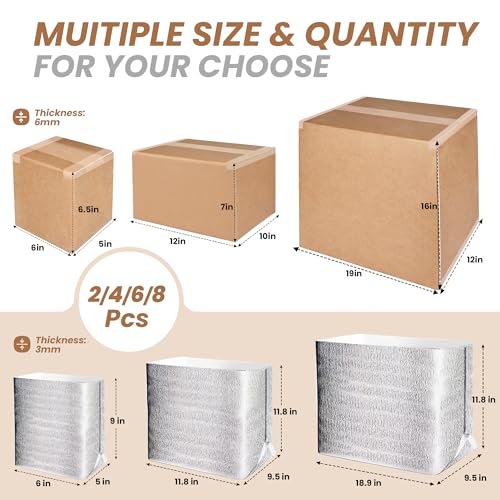 Image of 4 Pack Insulated Shipping Boxes with Aluminum Foil Liner,Thermal Insulation Cold Pack Shipping Boxes for Frozen, Reusable Styrofoam Cooler Box, Small Mailing Box, 12''x10''x7''
